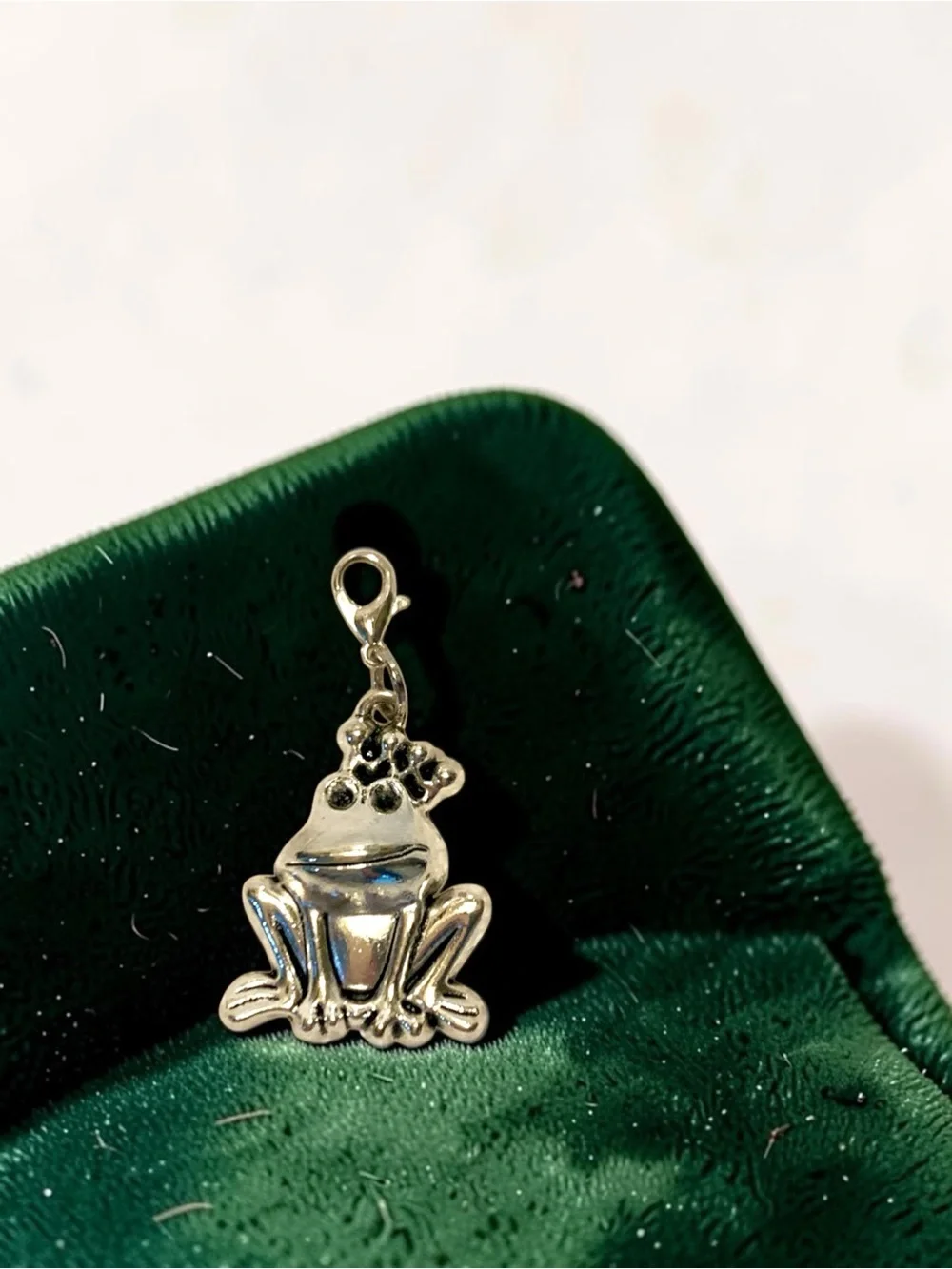 Silver Frog Prince Charm for bags, backpacks, & more handmade